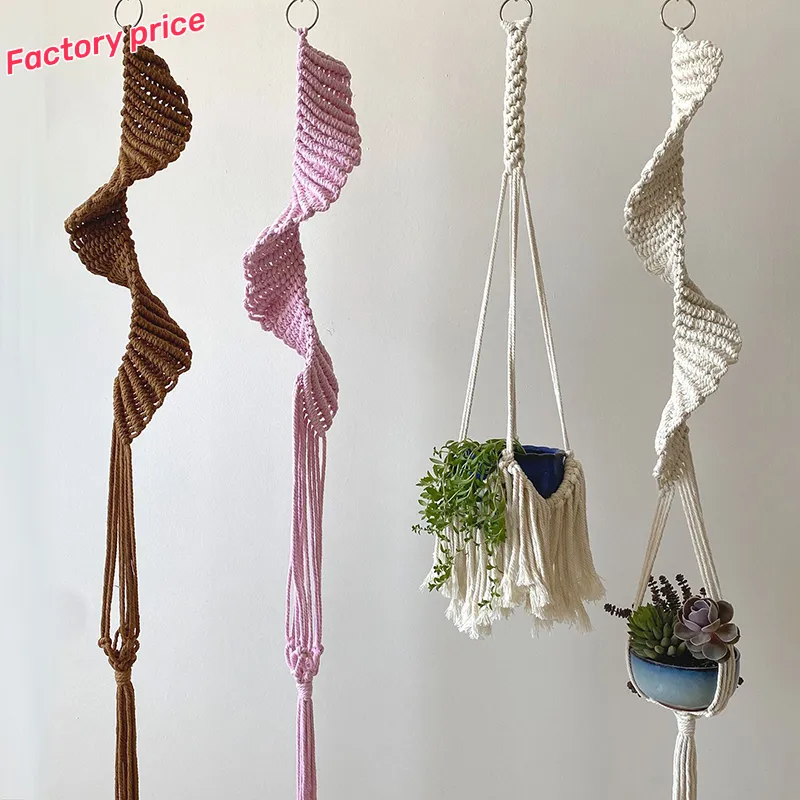 2023 New Bohemia Flower basket plant suspension Net pocket cotton rope hanging decoration for Small potted plant