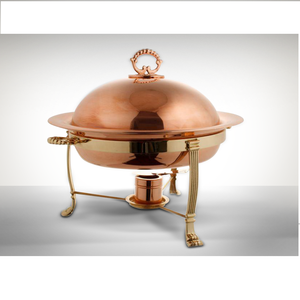 Chauffe-plats à usage hôtelier et traiteur Pot Plat de service de luxe Réchaud en métal fini or Plat de service artisanal - Product Image 6