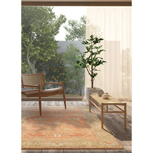 พรมขนสัตว์ถักมือขนาดใหญ่ลายเมดัลเลียนสีแดงส้มแบบนามธรรมทรงสี่เหลี่ยมผืนผ้าสำหรับบ้าน-พรมทางเข้าขนาด 9x12 ฟุต-LCA-603 - Product Image 5