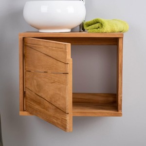 Directo de fábrica, 40 cm, madera de teca, montado en la pared, fregadero individual, Unidad de tocador de baño, ecológico e impermeable - Product Image 5