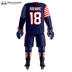 Tenue d'équipe sportive, maillot de hockey sur glace, uniforme respirant à séchage rapide, 100% polyester, qualité supérieure, logo personnalisé cousu, Raccoon Sports - Product Image 3