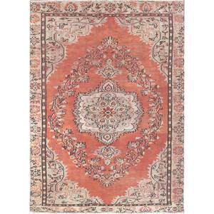 Alfombras de Lana Anudadas a Mano de Gran Tamaño, Diseño de Medallón Rojo y Naranja, para Sala de Estar o Pasillo - Pae-3273 - Product Image 1