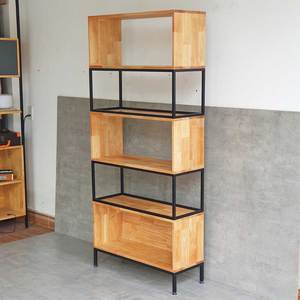 5-Tier Rubber Wood <b>Bookshelf</b> with Iron Frame 80x30x180cm for Living Room Office Garage Use - Product Image 5