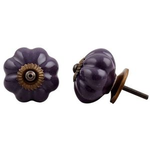 Boutons de commode en céramique, poignées de styliste violettes, vis de traction de tiroir de placard de citrouille 4.44 cm SCMK-117 - Product Image 2