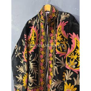 Veste en velours indien à broderie florale faite à la main pour femmes manteau d'hiver court doublure en coton tenue de fête printemps automne - Product Image 5