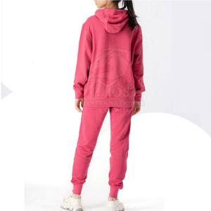 Conjunto Deportivo Informal Transpirable de Algodón 100% para Mujer, Sudadera con Capucha y Pantalones Deportivos de Invierno, Color Rosa, Embalaje Personalizado OEM, 6XL - Product Image 2