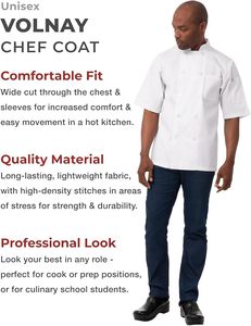 Men <b>White</b> <b>Short</b> Sleeve Chef <b>Jacket</b> Cotton Breathable Work Fashion Uniform - Product Image 4