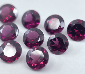Rodolita natural Granate Corte redondo Piedras preciosas facetadas del fabricante Fabricación de joyas Color cereza Frambuesa - Product Image 2