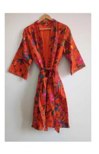 Bata de Kantha Floral ligera para mujer, Chaqueta larga acolchada de algodón, bata con cinturón, bata de dama de honor transpirable para invierno - Product Image 2