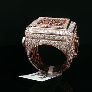 Luxury 10KT Pink Gold <b>Initial</b> <b>Ring</b> Iced Out Hip Hop Jewellery Natural Diamond Customisable for Parties Gifts-Sheetal Diamonds - Product Image 4
