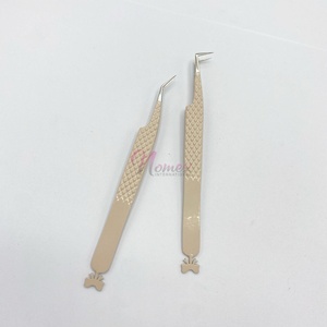 Pinzas de 90 grados con hermoso icono de cinta en la parte inferior, producto más vendido, pinzas para pestañas al por mayor con nombre de marca personalizado - Product Image 3