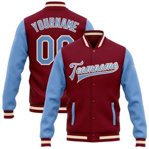 Directo de la industria, venta al por mayor, informal, invierno, personalizado, azul marino, real, rojo, bombardero, Full-Snap Varsity, chaqueta Letterman - Product Image 3