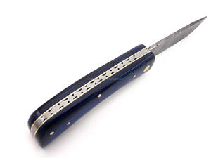 มีดพับเหล็กดามัสกัส Nordic Forge ด้ามไม้ Pakka พร้อมปลอกหนัง มีดพกพา EDC สำหรับล่าสัตว์และตั้งแคมป์ ทำด้วยมือ - Product Image 4