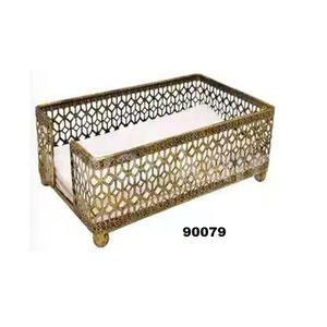 Gold <b>Napkin</b> Holder Basket Tangier Trellis Design Metal Caddy Organizer Holder Tissue <b>Dispenser</b> Kitchen Restaurant Home Decor - Product Image 1