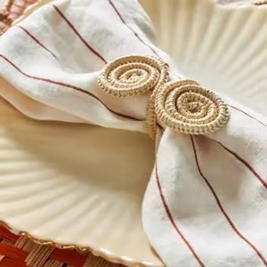 Organic Woven Rattan Napkin Ring Designed For Farmhouse Kitchens And Eco Conscious Homes Seeking Timeless Elegance - Product Image 1