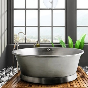 Silver Nickel Plated Double <b>Slipper</b> Pure Copper Bath Tub Clawfoot Design Copper Bath Tub for You Luxury Bathroom Wholesale Price - Product Image 3