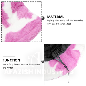 Sombrero de Pescador de Piel Sintética para Mujer SIDDIQUI HOSINEX 2024, Laminado, Casual, Felpa, Sin Costuras, Teñido, Cálido para Invierno, con Lazo, Desgastado - Product Image 4