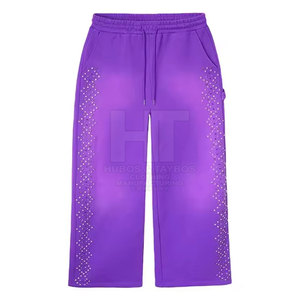 Design Your Own Logo Rhinestone <b>Trouser</b> Lightweight Casual Mid 100% Cotton Eco-Friendly Quick Dry Breathable <b>Drawstring</b> Men's - Product Image 4