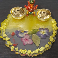 Assiette d'offrande exclusive en résine avec statue de Ganesh, thali décoratif pour la fête de Diwali, décoration de temple à domicile