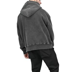 Sweat à capuche personnalisé surdimensionné pour homme en coton polaire vintage respirant Streetwear Acid Washed Hoodie - Product Image 3