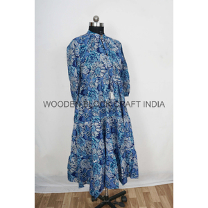 Vestido Midi Ajustado de Verano Coreano para Mujer, Moderno, Ecológico, con Encaje, Estampado Floral, Hecho a Mano en India, con Borlas de Algodón - Product Image 3