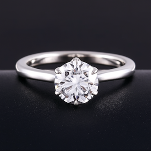 Anillo de compromiso de diamante de corte brillante redondo certificado por IGI de seis puntas en oro sólido de 10K, joyería fina para mujer, fabricante - Product Image 2