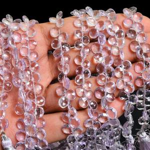 Piedra preciosa de amatista Rosa AAA, cuentas de Briolette de corazón facetado de 7mm, cuentas de piedras preciosas semipreciosas de amatista Rosa Natural para la fabricación de joyas - Product Image 4