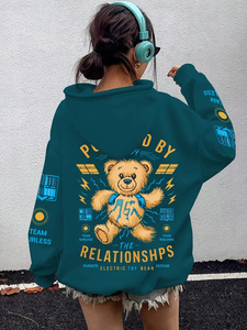 Venta al por mayor de productos calientes logotipo personalizado Sudadera con capucha de lana de las mujeres de peso pesado liso grueso Sudadera con capucha y sudaderas personalizadas de lana - Product Image 4