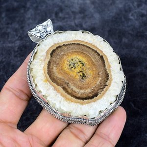 Botswana Druzy Pendentif fait à la main en argent Sterling bijoux de pierres précieuses élégant collier de pierre naturelle 9.5 CM - Product Image 5