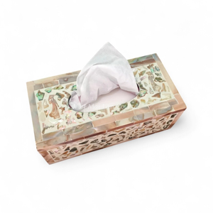 Caja de Pañuelos de Nácar, Incrustaciones de Concha Hechas a Mano, Soporte Decorativo Clásico de Vietnam para Decoración Exclusiva - Product Image 3