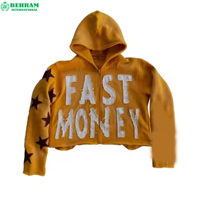 Wholesale New Heavyweight 500gsm 100% Cotton Vintage Washed Distressed Embroidered Thermal Zipper <b>Hoodies</b> Sun Faded Quick Dry - Product Image 2