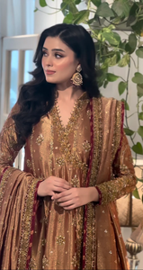 Robe maxi Anarkali Lehenga Choli en mousseline de soie brodée, élégante, ornée de luxe, infroissable, respirante, pour femmes, pour les fêtes - Product Image 6