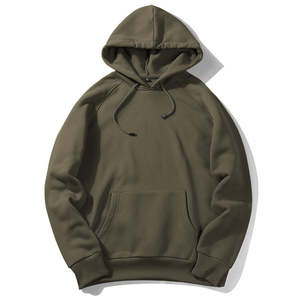 เสื้อฮู้ดสวมหัวผ้าฝ้าย100% สำหรับผู้ชายเสื้อกันหนาวสไตล์สตรีทแวร์ปักโลโก้ผ้าแคนวาสเนื้อหนาลายพื้น - Product Image 1