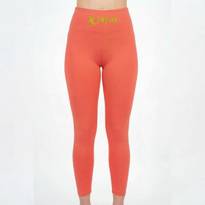 Leggings Deportivos de Cintura Alta Color Coral para Mujer, Pantalones de Yoga de Compresión Personalizados OEM - Product Image 1
