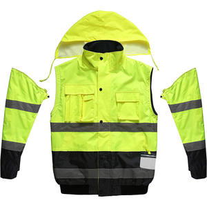 Blouson aviateur de sécurité à manches longues pour hommes, vêtements de travail de construction d'hiver réfléchissants à capuche haute visibilité, résistant à l'eau et à l'eau - Product Image 2