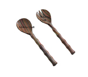Custom Logo Natural Wood Multicolor <b>Salad</b> Server Sets Serving <b>Tools</b> Kitchen Utensils Wooden <b>Salad</b> <b>Tool</b> Spoon Fork Set Cutlery - Product Image 1
