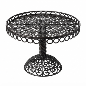 Round Metal <b>Cake</b> Stand with Rose Pattern Vintage Design Handmade Storage Basket for Living Room Tabletop Decor - Product Image 4