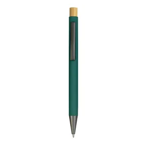 Penna in Metallo Gommato Personalizzata con Dettagli in Bambù - Gadget Promozionale - Product Image 4