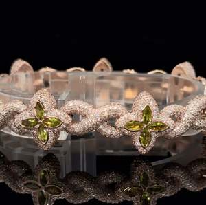 14k Gold Moissanite Diamond <b>Bracelet</b> with Princess Cut Diamonds Hiphop Style Featuring Fancy Pendants or <b>Charms</b> - Product Image 4