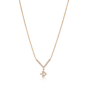 Collier avec pendentif en zircon clair de forme poisson, fabrication artisanale turque, fiançailles, mariage, argent sterling 925, bijoux fins - Product Image 3