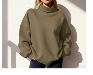 Sudadera Personalizada Informal con Logotipo Bordado en la Parte Delantera, de Felpa Gruesa de 400 g/m², de Poliéster/Algodón, con Cuello Alto Simulado para Mujer - Product Image 1