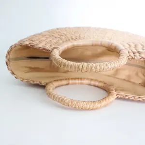 Hot Selling Eco-Friendly Water Hyacinth <b>Handbag</b> Basket <b>for</b> Women Holiday Beach Multifunction Clothing <b>Storage</b> HNH Craft OEM - Product Image 4