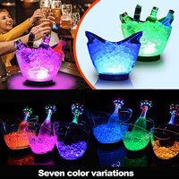En stock, livraison rapide, faible MOQ, seau à glace transparent en forme de bateau électrique, capacité 4L, lumière LED multicolore