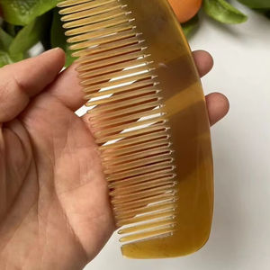 Peigne à cheveux en corne naturelle, couleur aléatoire, massage de la barbe, multi-usages, peignes à cheveux en corne naturelle, différentes tailles pour coiffure, salon - Product Image 1