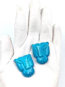 Piedra turquesa Natural talla de cara de tigre piedra preciosa suelta para la fabricación de joyas turquesa tallada piedra preciosa Animal encantos cristales - Product Image 3