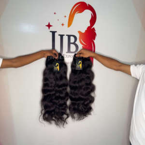 Paquete de cabello humano virgen natural sin procesar del templo indio crudo, paquete ondulado con cierre y Frontal para mujeres - Product Image 1