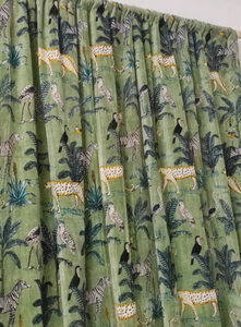 Vintage <b>Green</b> Animal Pattern Velvet <b>Curtains</b> with <b>Blackout</b> Valances Home Interior Decorative Wall Hanging Drapes - Product Image 5