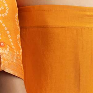 Traje Palazzo Bandhani de seda naranja claro con bordado, venta al por mayor, Ropa Étnica para mujer, proveedor de fábrica de ropa OEM, moda - Product Image 6