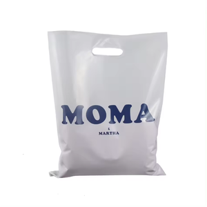 Bolsas ecológicas a precio de fábrica, bolsas de compras de plástico con asa de parche impresa con logotipo personalizado, bolsa troquelada - Product Image 3