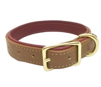 Collier de chien rembourré en cuir véritable, produits pour animaux de compagnie de haute qualité, boucles durables, produits de luxe pour animaux de compagnie, harnais, ensembles de laisses, beige bordeaux